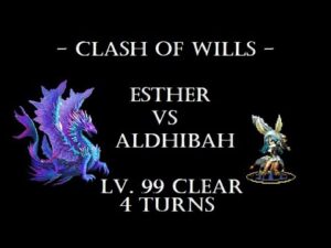 FFBE | Clash of Wills | Esther vs. Aldhibah Initial Clear Lv. 99 (No Bonus) | 4 Turns