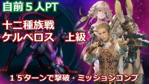 【FFBE】ネタバレあり 十二種族討伐戦 ケルベロス上級 自前5人PT 15ターンで撃破 ミッションコンプ