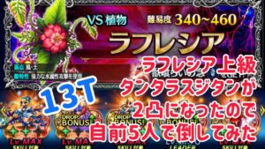 ラフレシア上級 タンタラスジタンが2凸になったので自前5人で倒してみた。グダグダ13T!#ffbe