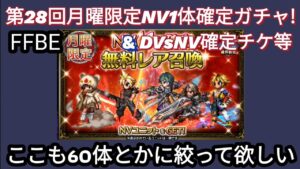 【FFBE】いいかげんに‥第28回月曜限定NV確定ガチャ&DVsNV確チケ等回した結果‥