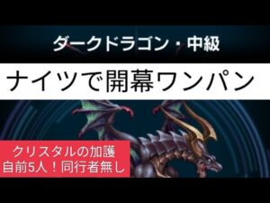 【FFBE】十二種族『ダークドラゴン・中級』ナイツで開幕ワンパン!自前5人!同行者なし! ※タップの順番とタイミング大事です